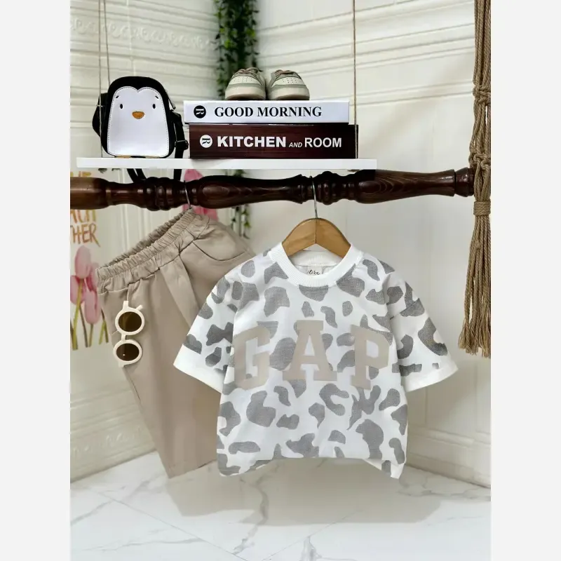ست تیشرت و شلوارک دخترانه GAP نخ پنبه و کتان مناسب 2 تا 8 سال