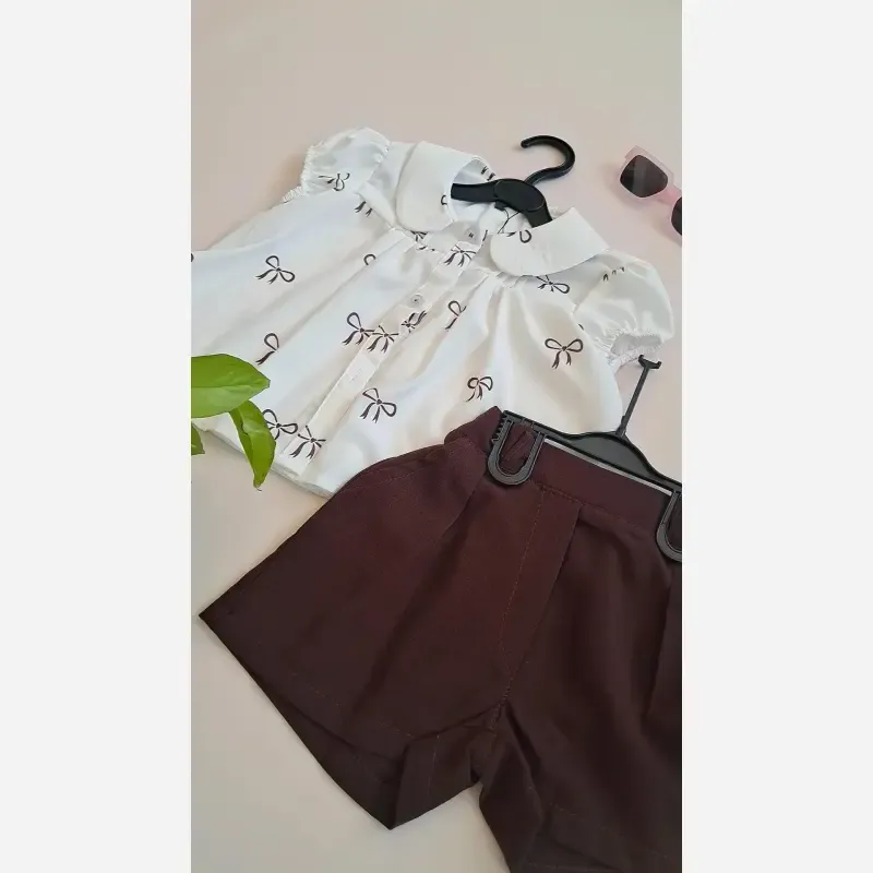 ست شومیز فلور بوگاتی و شلوارک لینن دخترانه