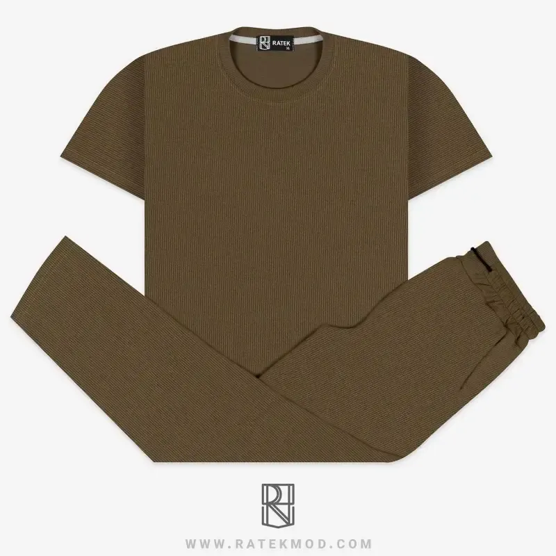 ست تیشرت و شلوار کبریتی ریز بافت مردانه سایز بزرگ