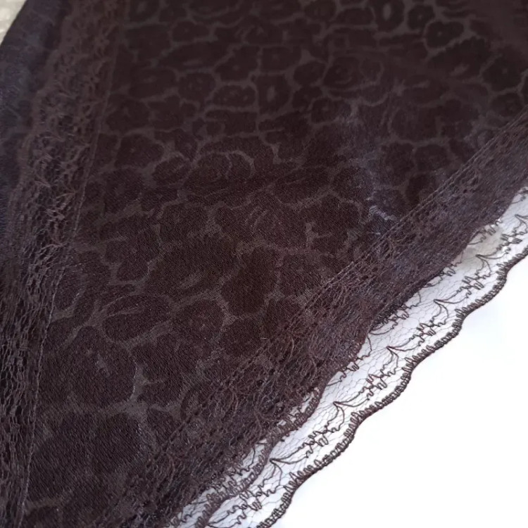 مینی اسکارف سه گوش نخی مشکی و قهوه ای طرح رز و پلنگی ابعاد مختلف زنانه و دخترانه