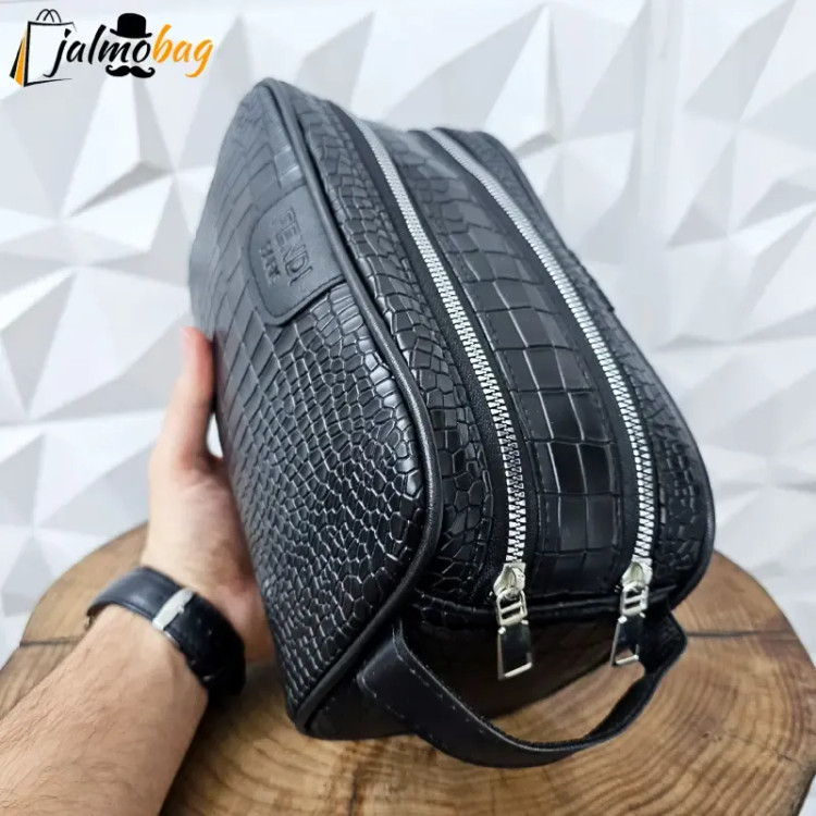 کیف دستی مردانه چرم صنعتی ضخیم دو خانه بند دستی