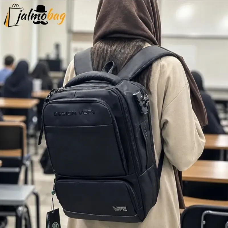 کوله پشتی لپتاپی قفل دار پورت دار ضدتعریق مناسب روزمره اداری دانشجویی دبیرستانی
