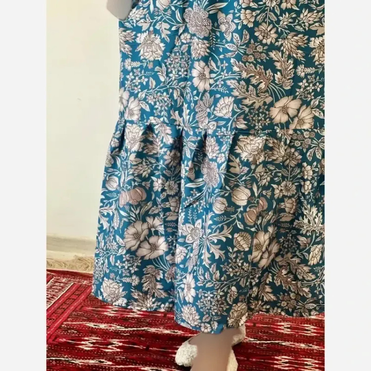 ساحلی گلدار خنک و تابستانه جنس فلور بوگاتی فری سایز