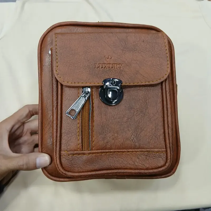 کیف دوشی اسپرت مردانه چرم مصنوعی رنگ مشکی و عسلی و قهوه ای روزمره
