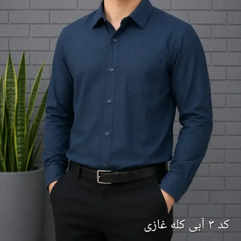 پیراهن آستین بلند مردانه بنگال کشی قواره اندامی رنگ ثابت