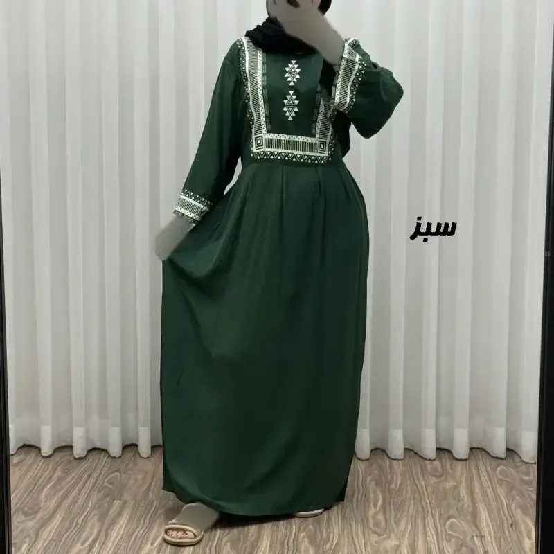پیراهن ساحلی نخی زنانه مدل سرخپوستی فری سایز مناسب تا 44 با کمربند