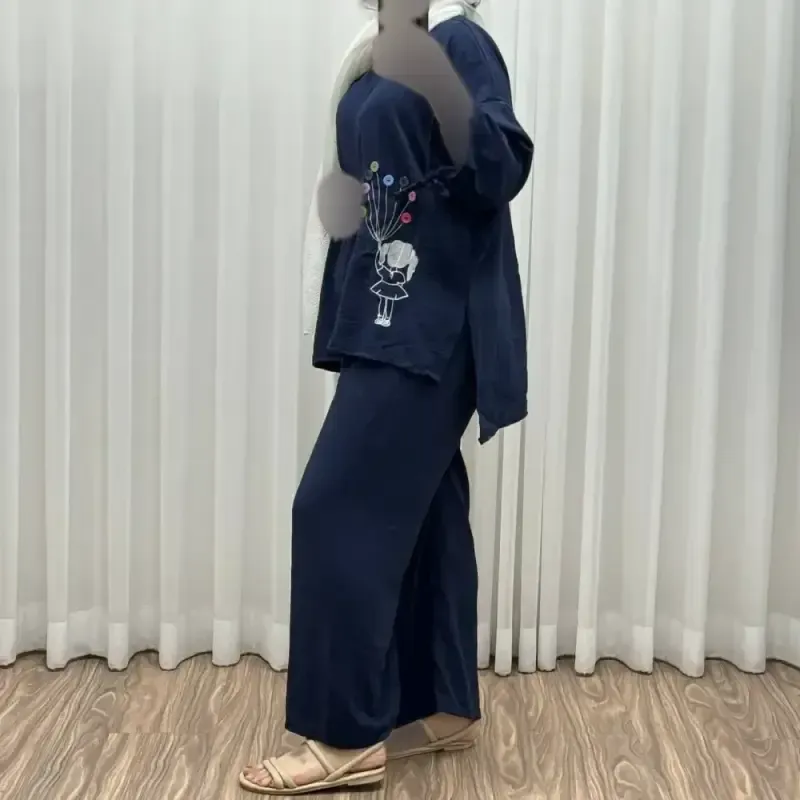 ست بلوز شلوار بادکنکی فری سایز تا 50 ابروباد چهارفصل تنخور شیک و راحت بدون آبرفت و رنگ رفت