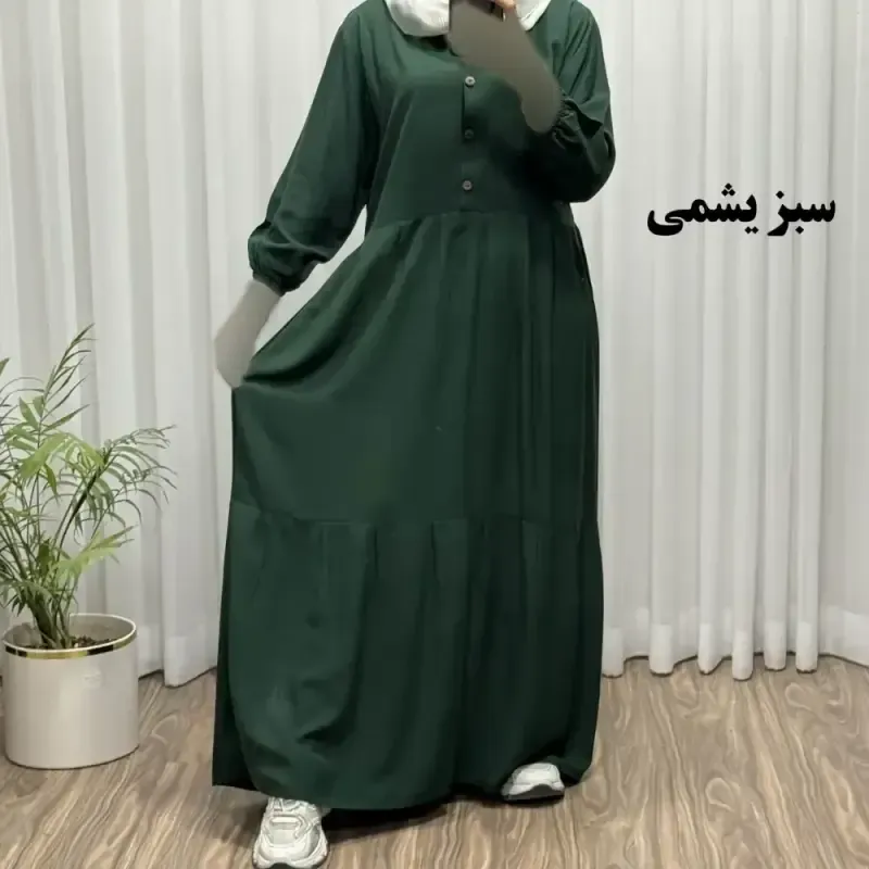 پیراهن ساحلی جلو دکمه نخی شسته شده فری سایز تا 46 بدون آبرفت و رنگ رفت کمربند دار تن خور شیک
