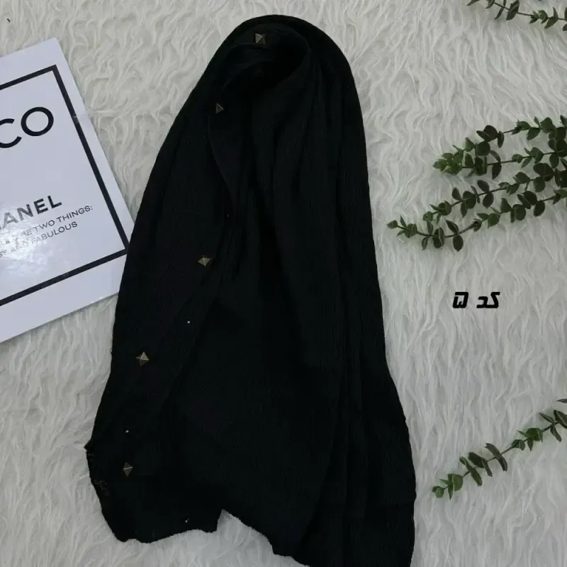شال نخی مشکی قواره بزرگ 90 در 200 سانتیمتر بدون سُر خوردن و چروک شدن