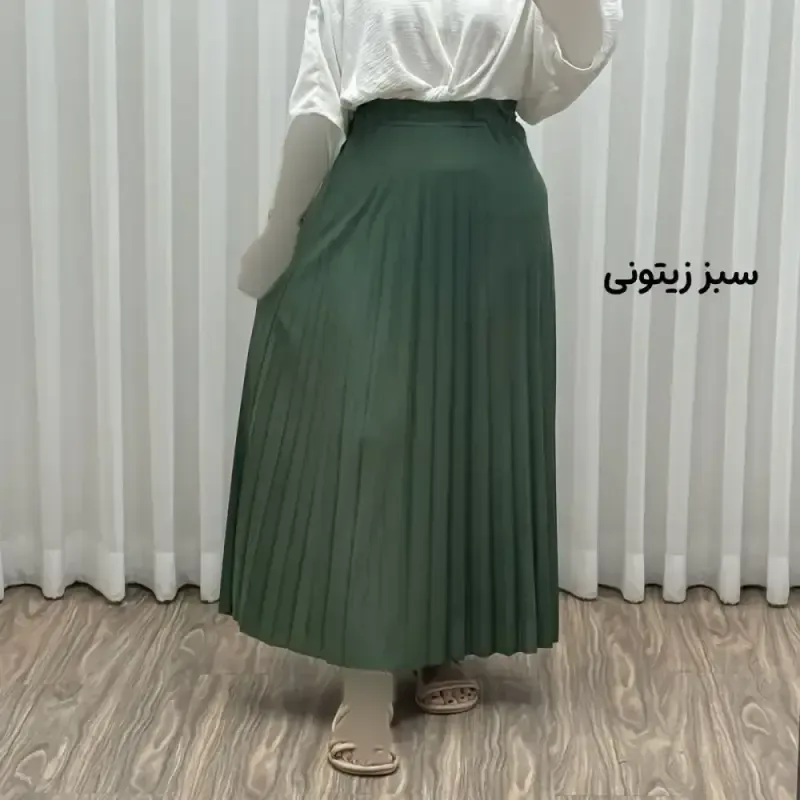 دامن پلیسه زنانه جودون گرم بالا فری سایز (36 تا 46) بدون آستر 6 رنگ