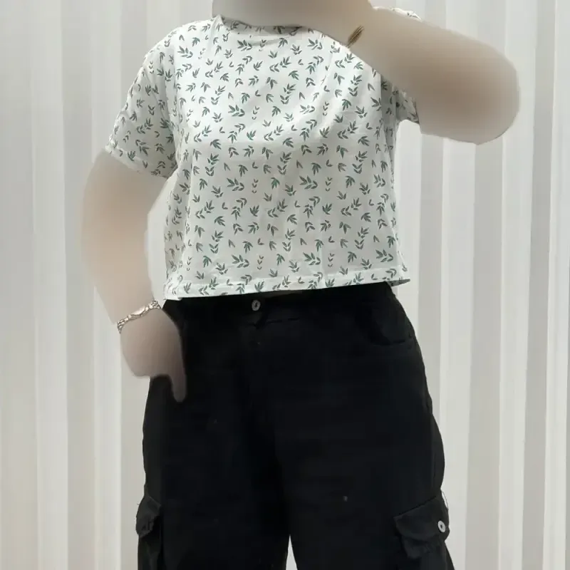 کراپ دخترانه و زنانه طرحدار نخ پنبه چهارفصل کد 1775