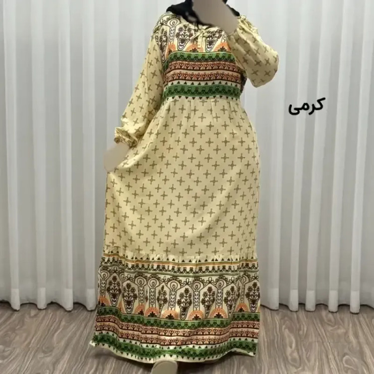 پیراهن ساحلی زنانه نخی مدل حاشیه دار ستاره فری سایز مناسب تا 46