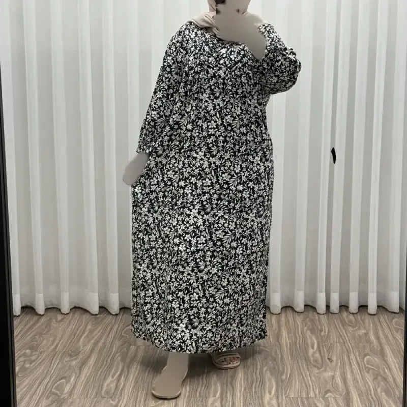 پیراهن نخی زنانه سایز بزرگ مدل هندی دکمه دار فری سایز تا 52