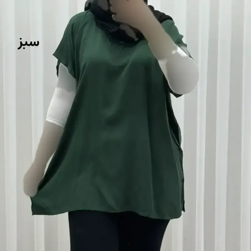 تاپ زنانه نخی ساده سایز بزرگ فری سایز مناسب تا سایز 54