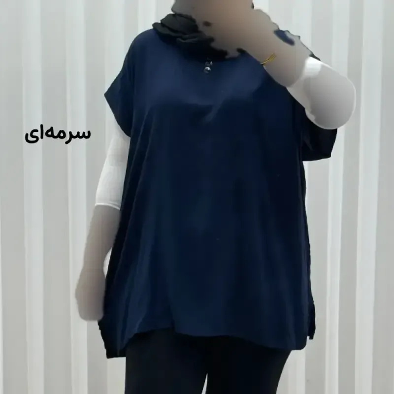 تاپ زنانه نخی ساده سایز بزرگ فری سایز مناسب تا سایز 54