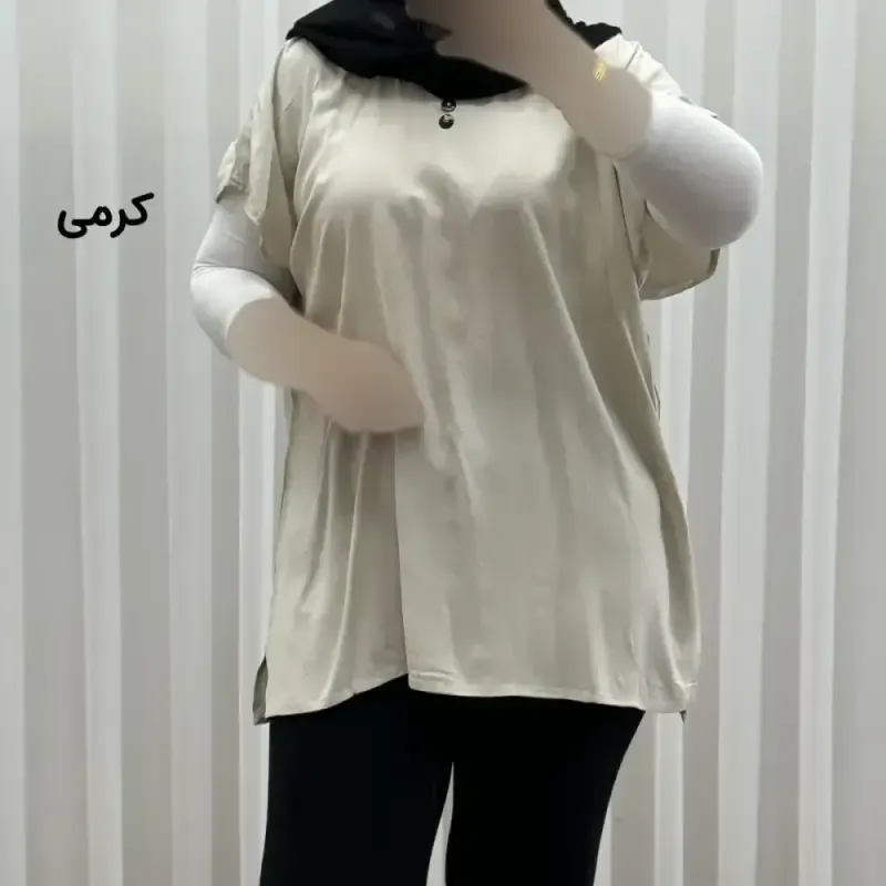 تاپ زنانه نخی ساده سایز بزرگ فری سایز مناسب تا سایز 54