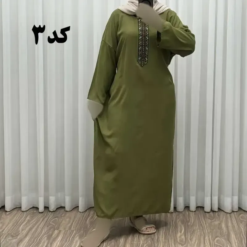 پیراهن کفتان کراش گلدوزی فری سایز زنانه تا سایز 52 شیک و راحت چهارفصل