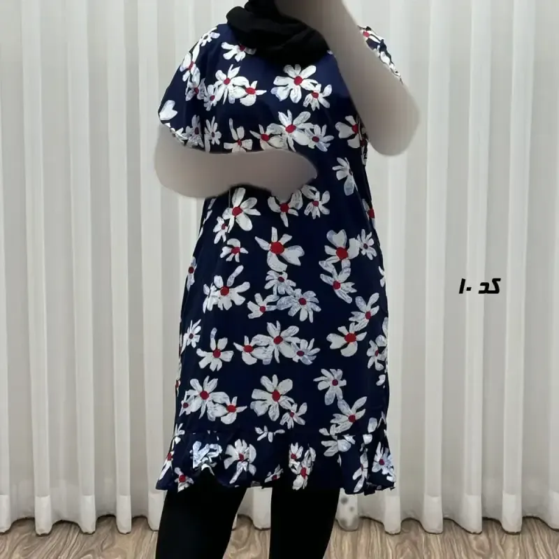 پیراهن کوتاه زنانه نخی فری سایز مناسب تا سایز 46