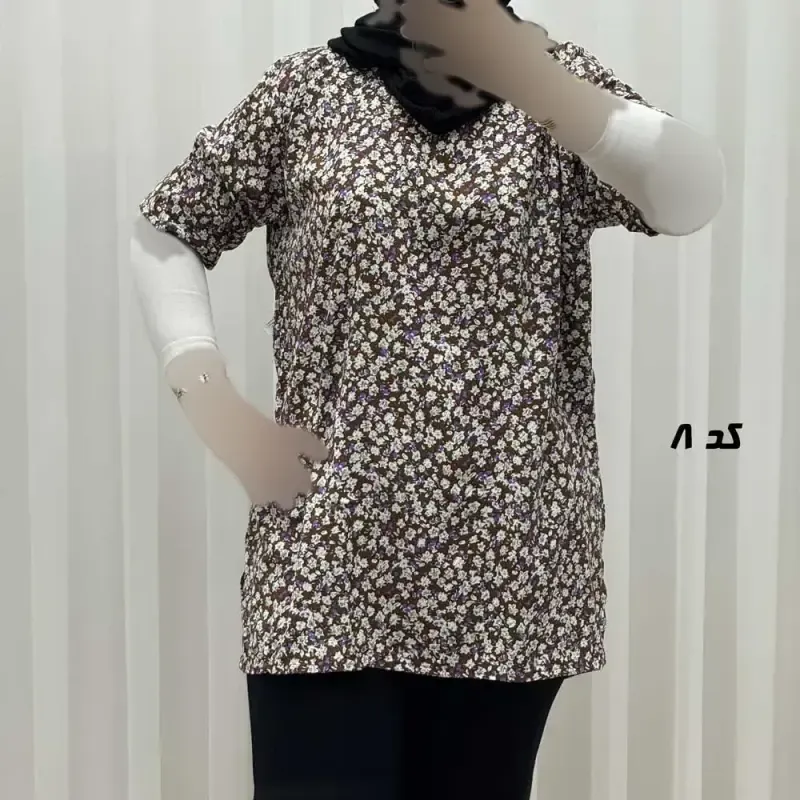 تیشرت نخی زنانه و دخترانه دکمه دار چهارفصل سایز بزرگ