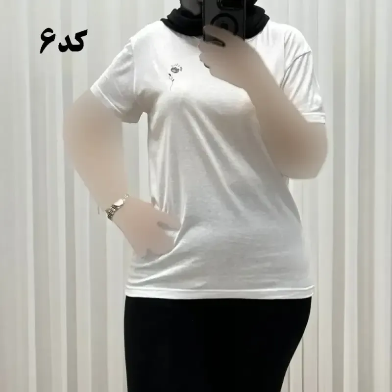تیشرت زنانه وارداتی میکس طرحبندی کد 1269 جنس نخ پنبه چهارفصل تنخور راحت سایز M L XL
