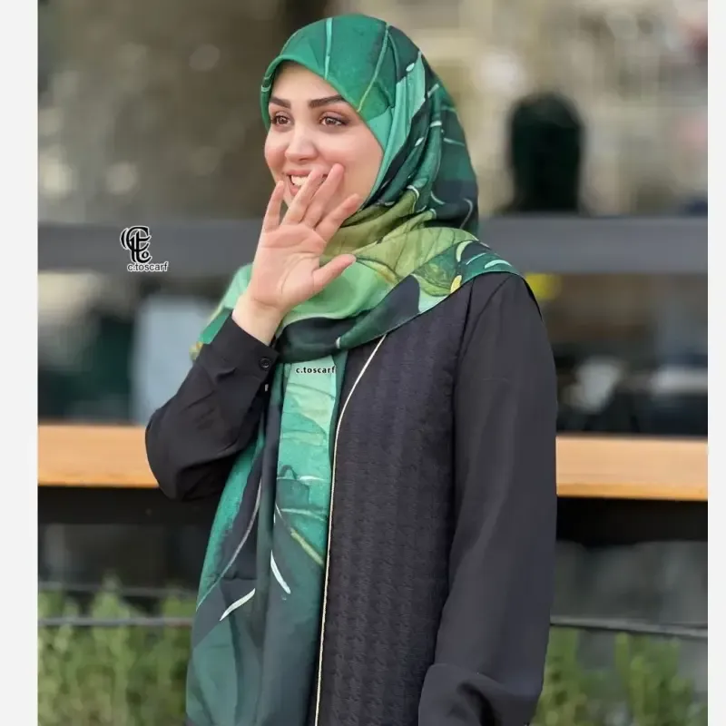 روسری نخ کاستوم طرح ضحا سایز 140 سبز