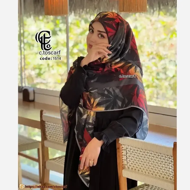 روسری نخ کاستوم طرح گلمهر قواره 140 سانتی متر چرخ دوز مزونی