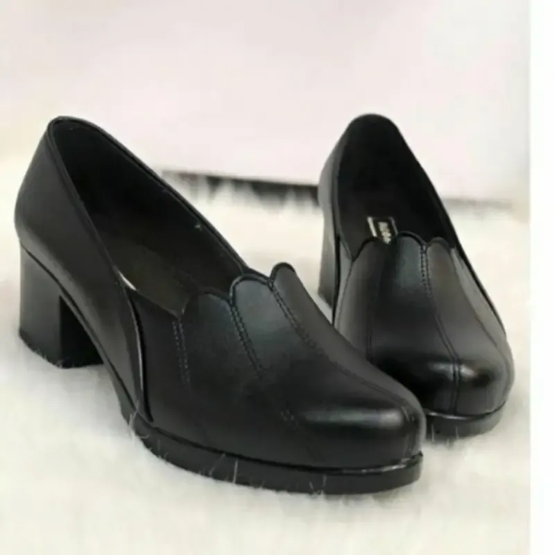 کفش زنانه طبی چرمی پاشنه دار طرح Zara مشکی سایز 37 تا 40