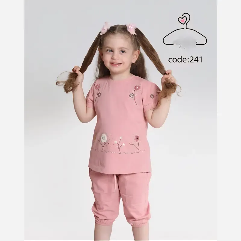 ست تاپ و شلوارک دخترانه جنس بلوز پنبه لاکرا و شلوارک کتان سایز 40 تا 55