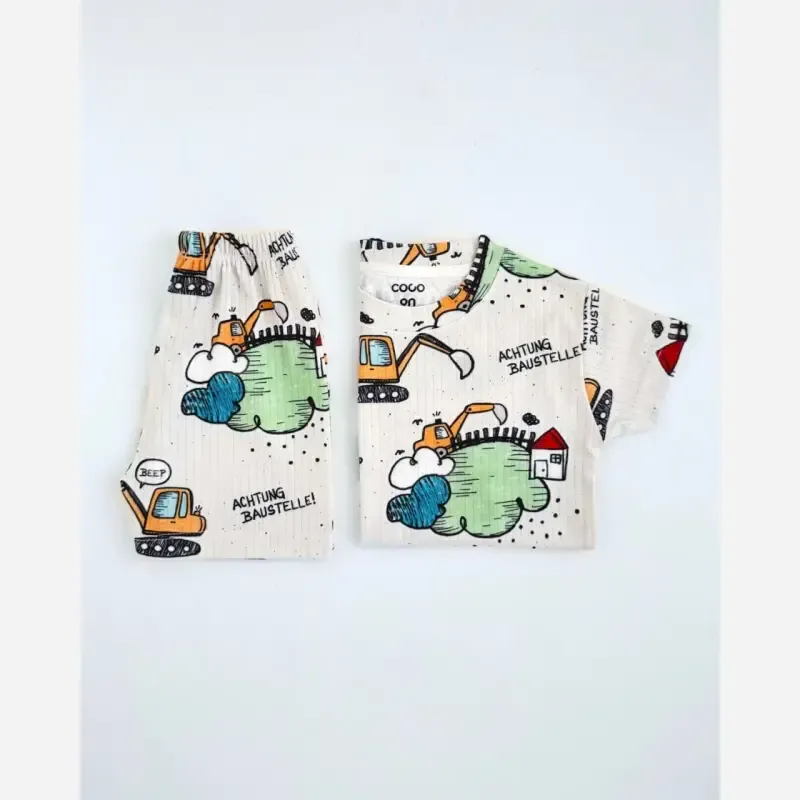ست تیشرت و شلوارک پسرانه نخی کبریتی مناسب 1 تا 8 سال بدون آبرفت و رنگ دهی