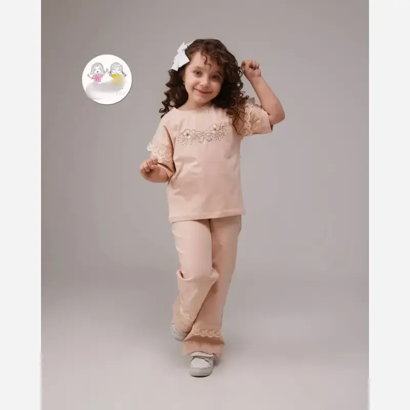 ست تیشرت و شلوار دخترانه تیپ لاکرا اعلا سایز 35 تا 50