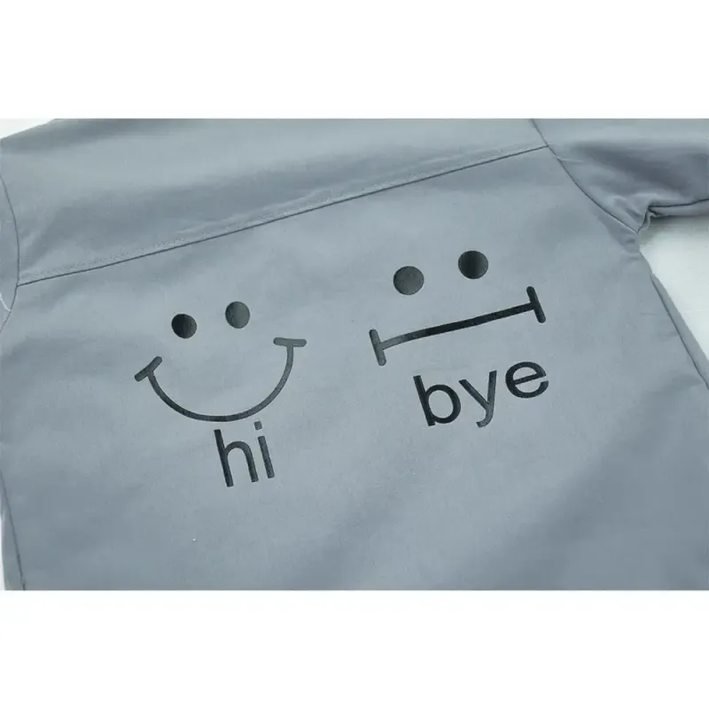 ست کت شلوار و تیشرت دخترانه طرح HI BYE رنگ طوسی