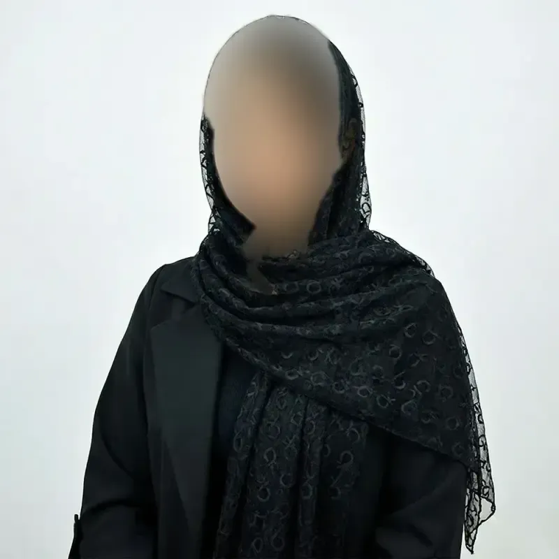 شال گیپور زنانه مشکی کد 10369 ابعاد 67 در 198 سانتیمتر