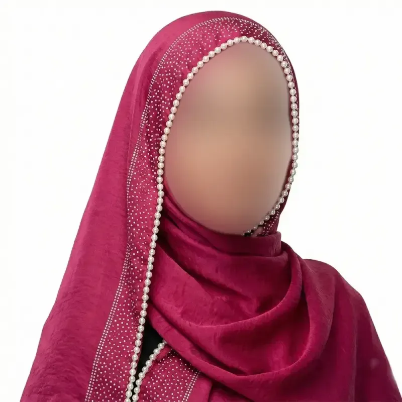 شال مرواریدی زنانه جنس ساتن گلکسی ابعاد 182 در 73 سانتیمتر
