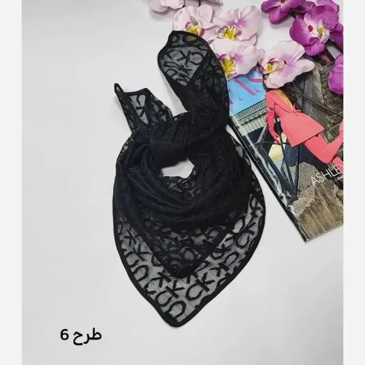 مینی اسکارف توری طرحدار ابعاد 70 در 70 جنس تور