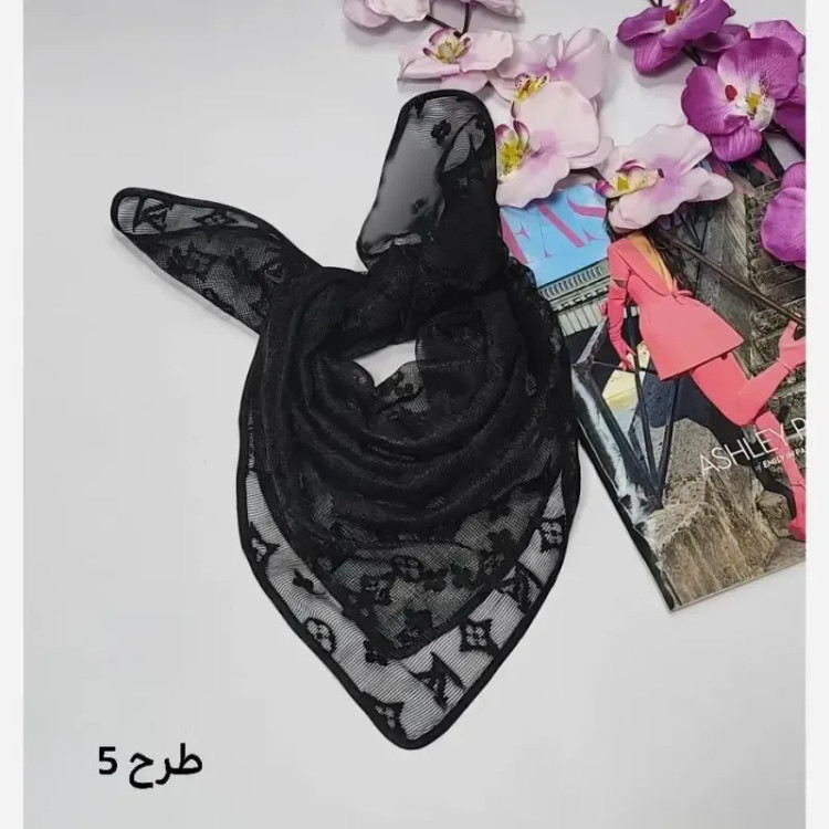 مینی اسکارف توری طرحدار ابعاد 70 در 70 جنس تور