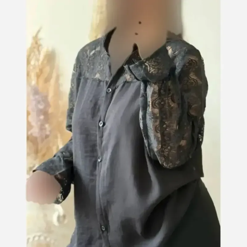 شومیز مجلسی زنانه مدل آیسو جنس کرسپو دانتل اعلاء فری سایز