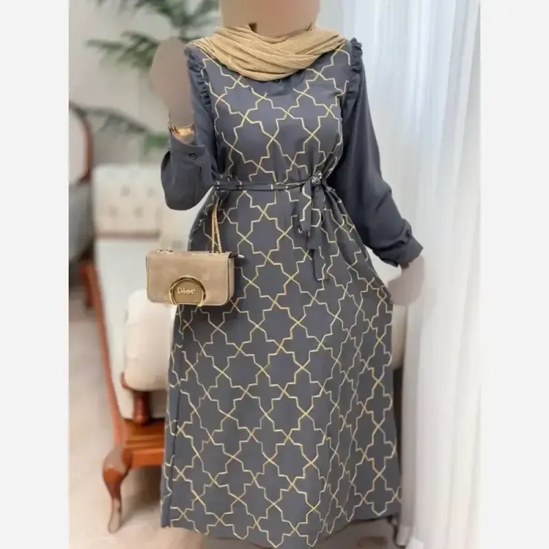 پیراهن مانتویی زنانه اسکادا طلاکوب مدل ساحل سایز بزرگ