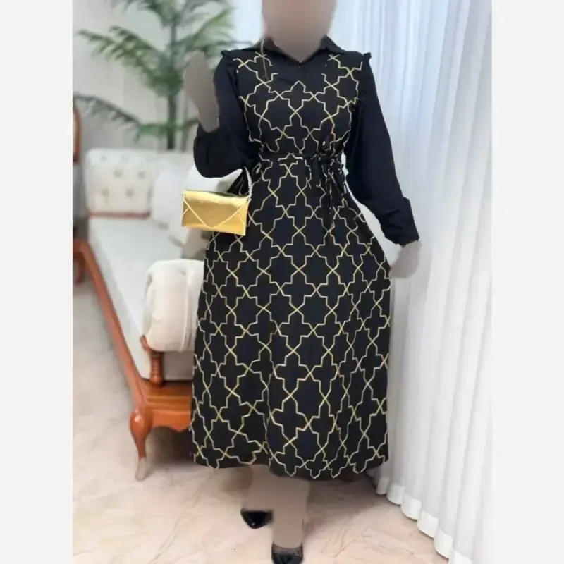 پیراهن مانتویی زنانه اسکادا طلاکوب مدل ساحل سایز بزرگ