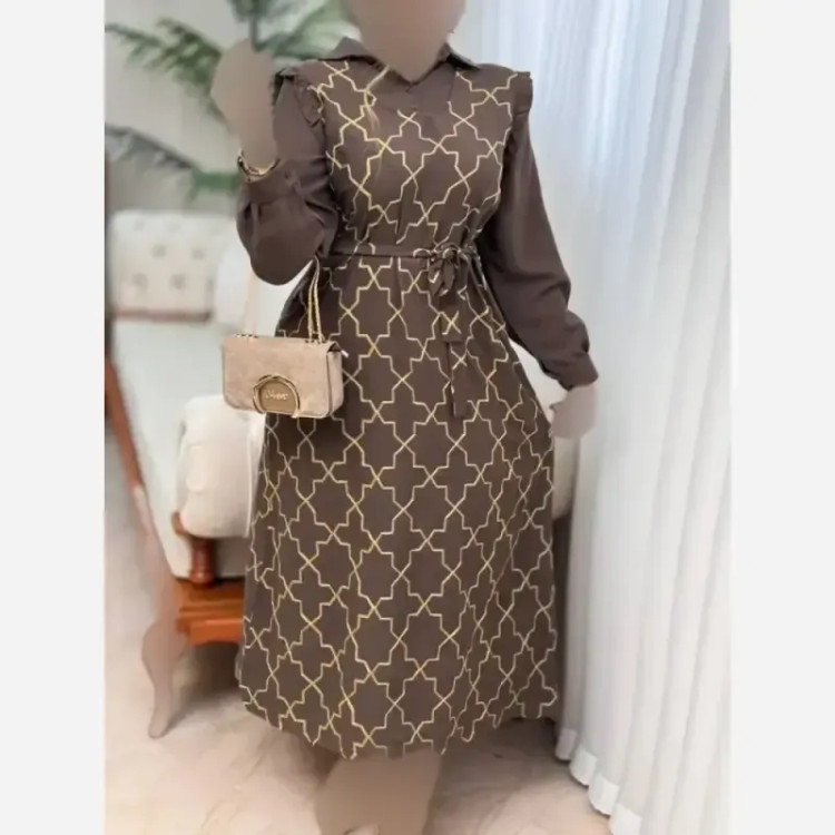 پیراهن مانتویی زنانه اسکادا طلاکوب مدل ساحل سایز بزرگ