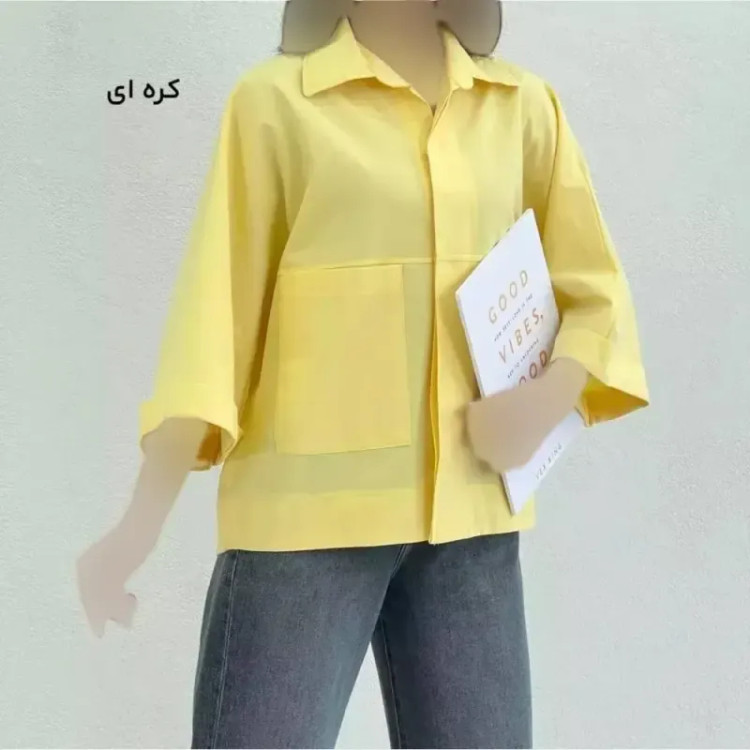 شومیز باکسی دوجیب لینن پنبه مدل دلبهار فری سایز