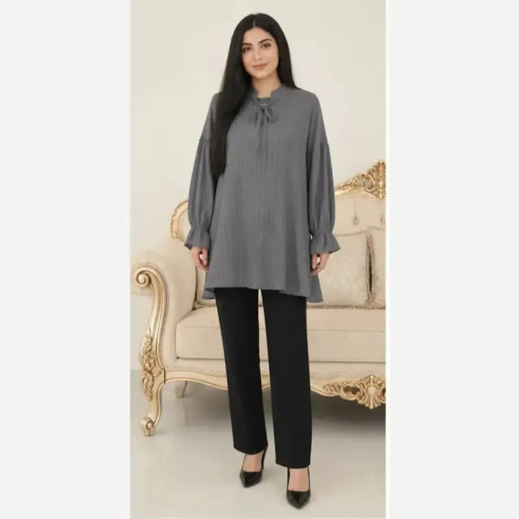 تونیک زنانه فری سایز جنس آیوا رنگ شکلاتی و طوسی
