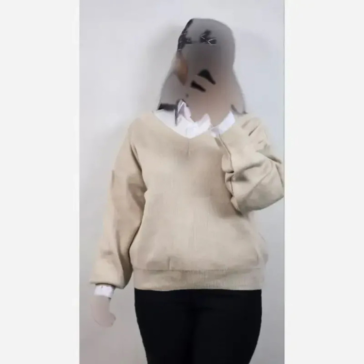 بلوز بافت زنانه یقه هفت نخ آکریل ترک فری سایز