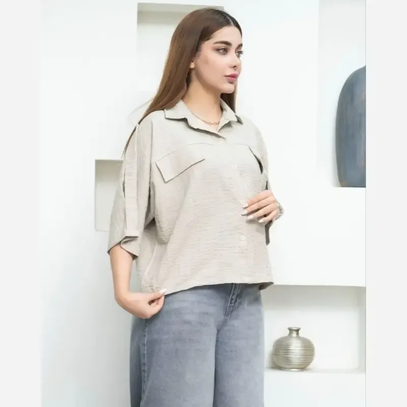 شومیز باکسی زنانه و نوجوان آستین سه ربع جنس صوفیا آبشاری