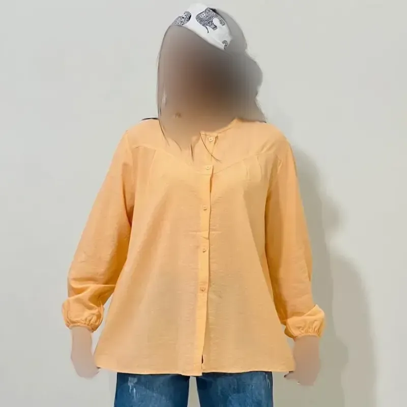 شومیز لینن مجلسی زنانه قد 69 سانت دورسینه 120 سانت آستین 58 سانت کد 1333