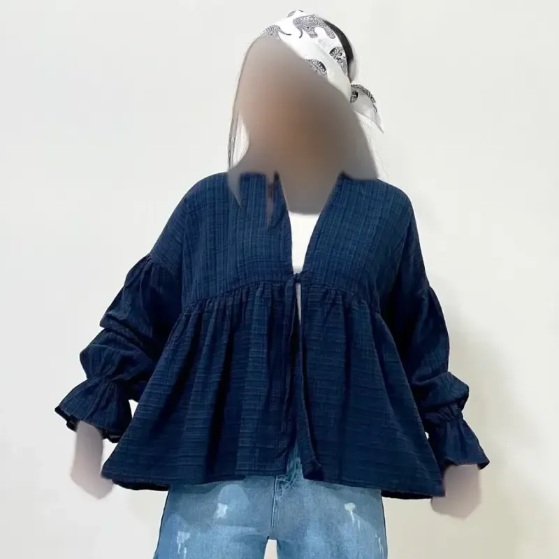 شومیز عروسکی گره ای زنانه جنس لینن فری سایز