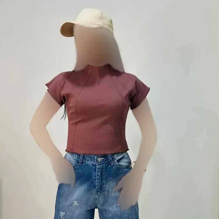 کراپ تاپ زنانه کبریتی رگه دوزی کد 1439