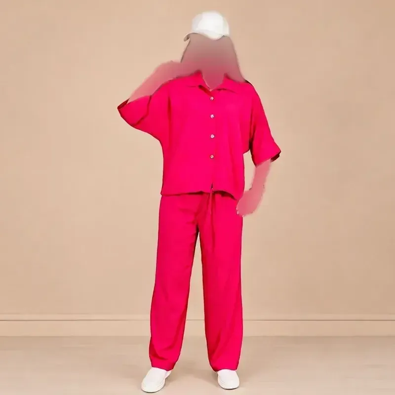 ست شومیز و شلوار زنانه پارچه لینزی