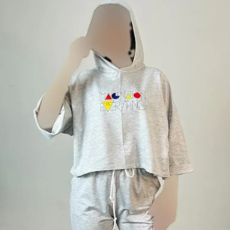 کراپ تیشرت باکسی چاپدار جنس گلکسی