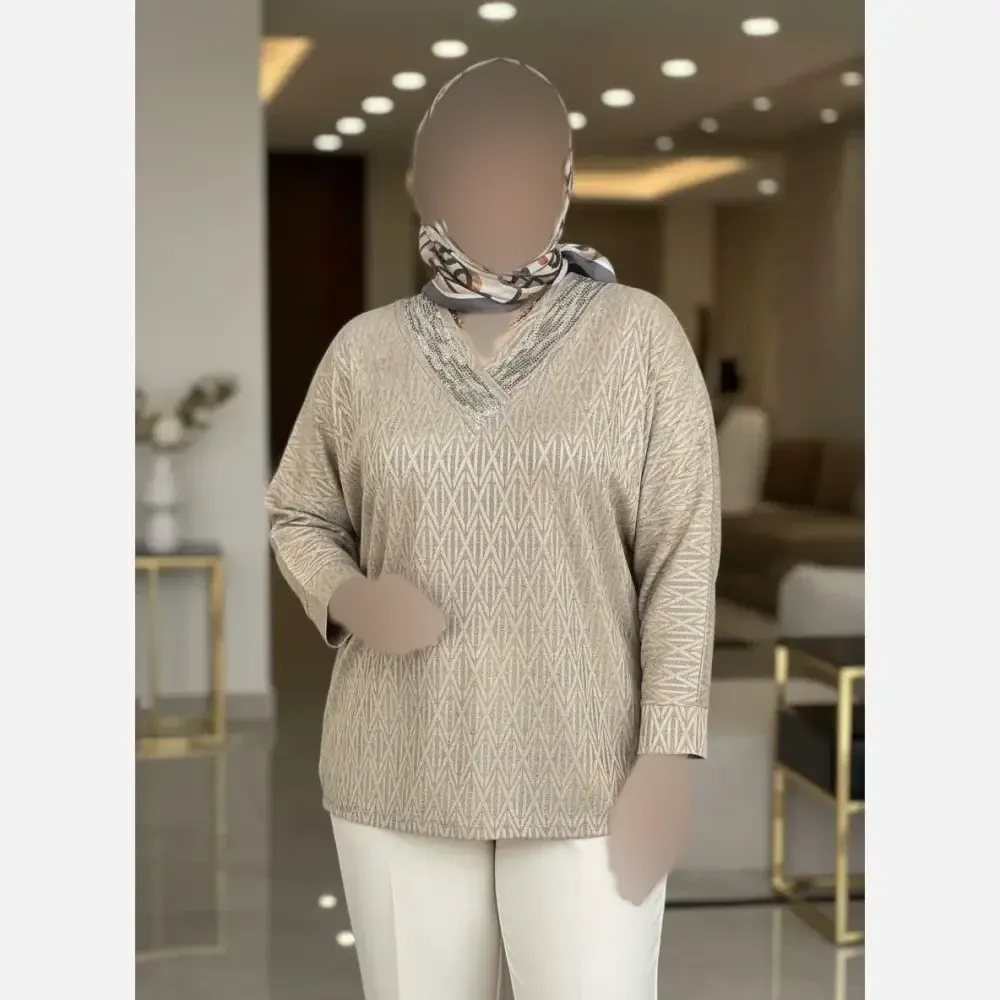 شومیز نگین دار کیمانو مدل یاس جنس ژاکارد ویسکوز فری سایز