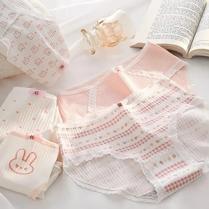 شورت زنانه عروسکی فانتزی کبریتی نخی صورتی طرح خرگوشی سایز XL